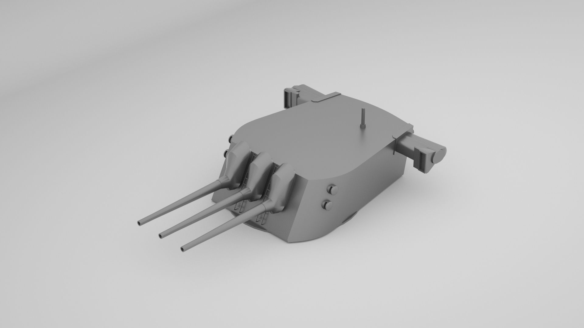 6 inch - 152mm 47 Triple Turret Naval Gun Mk16 3D model_2