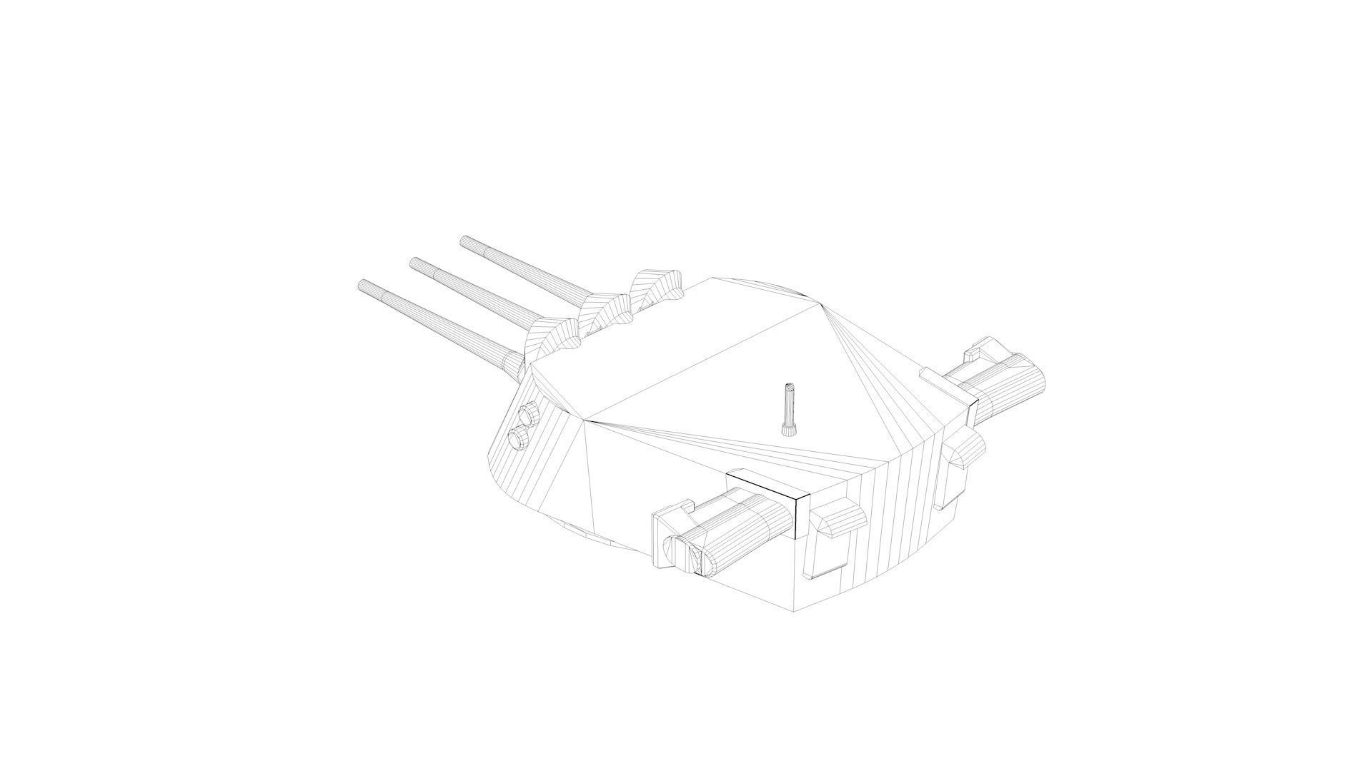 6 inch - 152mm 47 Triple Turret Naval Gun Mk16 3D model_9
