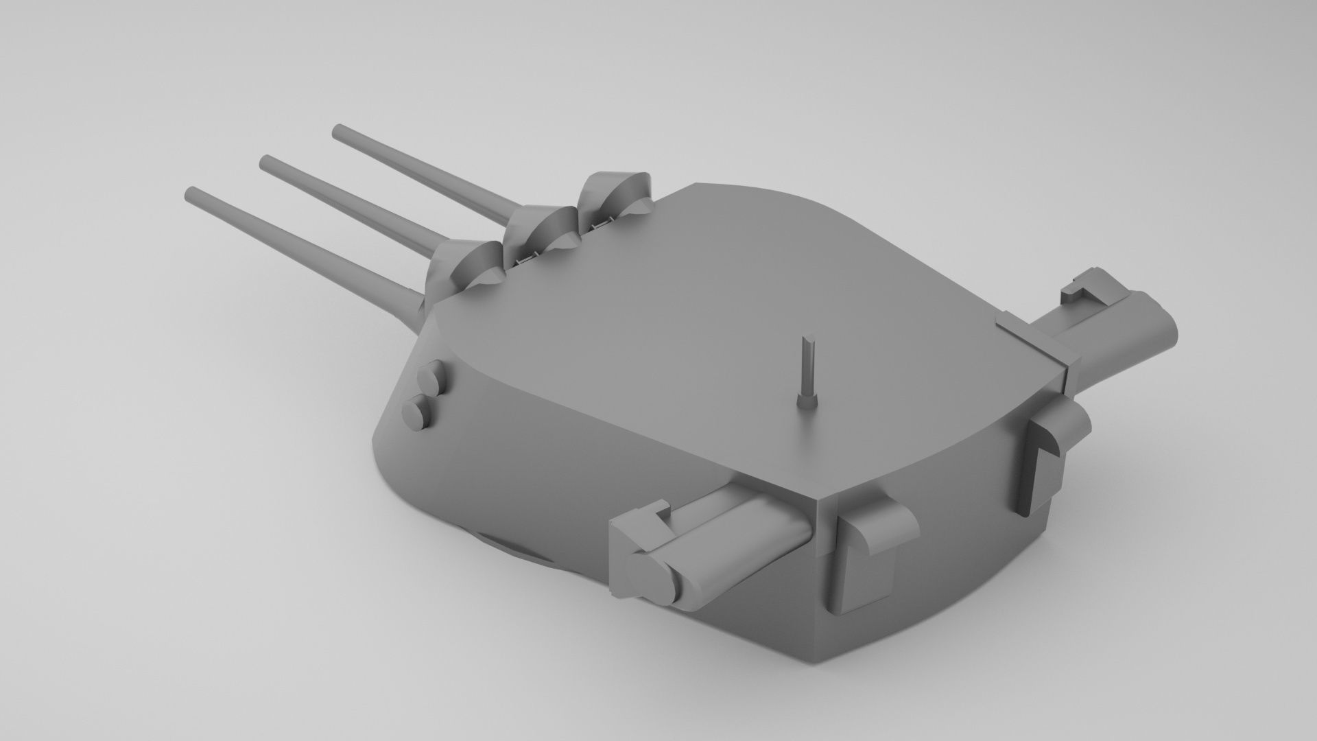 6 inch - 152mm 47 Triple Turret Naval Gun Mk16 3D model_1