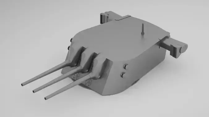 6 inch - 152mm 47 Triple Turret Naval Gun Mk16 3D model