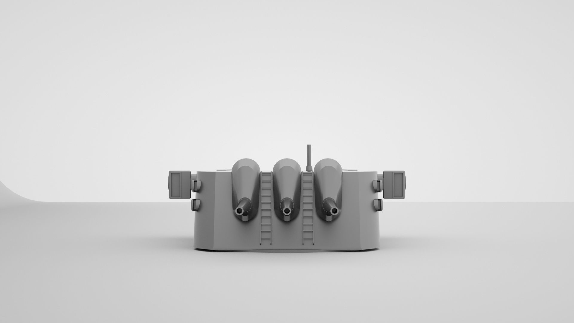 6 inch - 152mm 47 Triple Turret Naval Gun Mk16 3D model_5