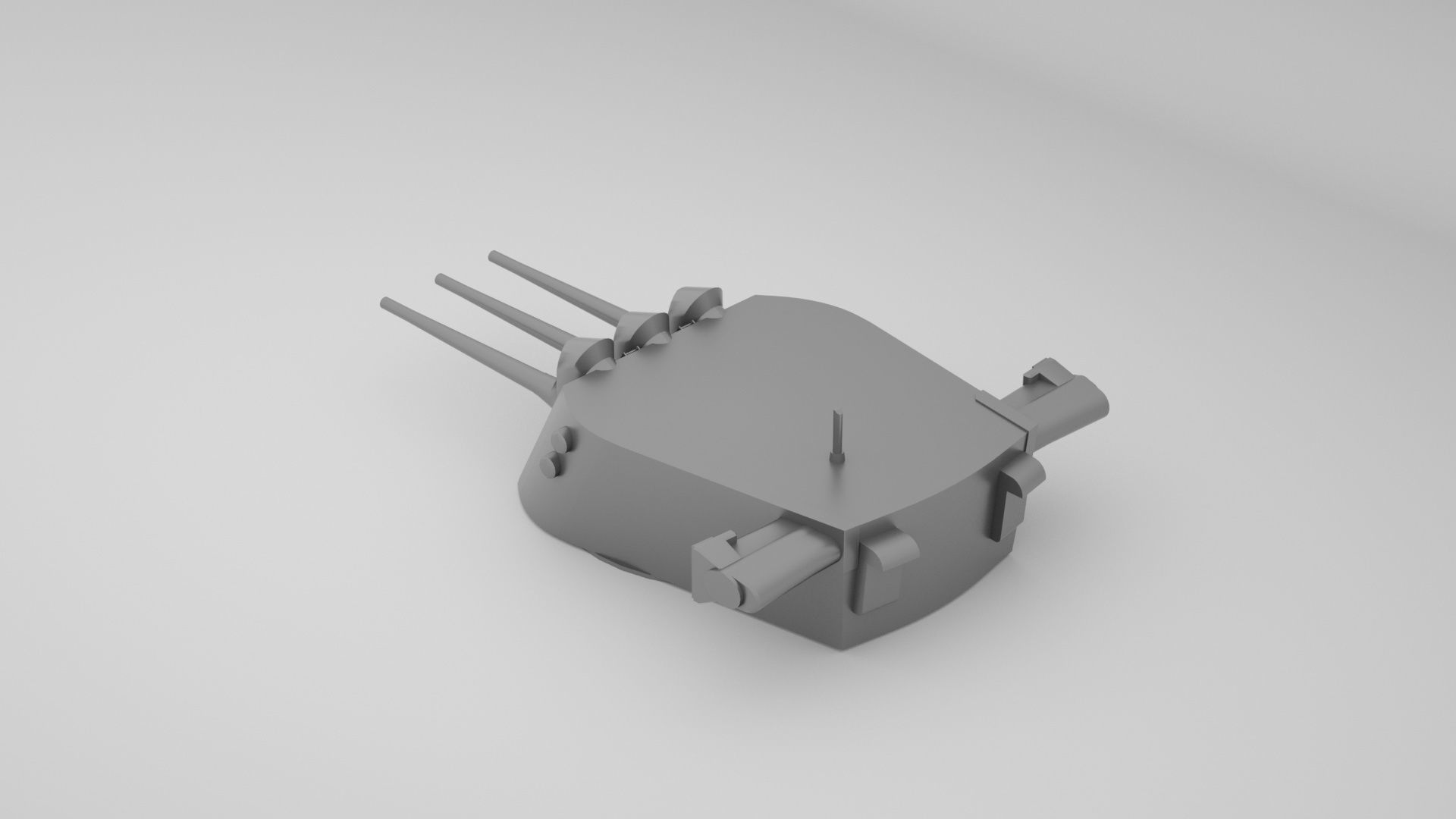 6 inch - 152mm 47 Triple Turret Naval Gun Mk16 3D model_7