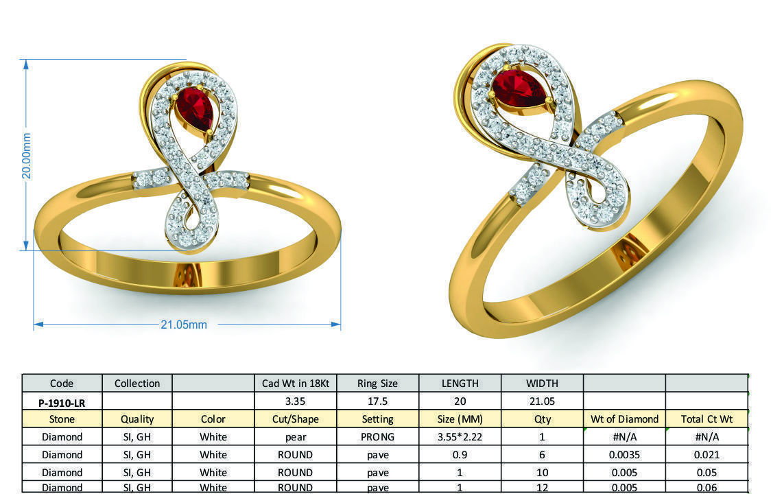 Women ring earrings pendant 3dm stl render detail 3D print model_11