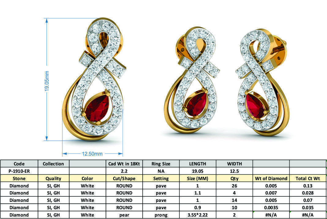 Women ring earrings pendant 3dm stl render detail 3D print model_8