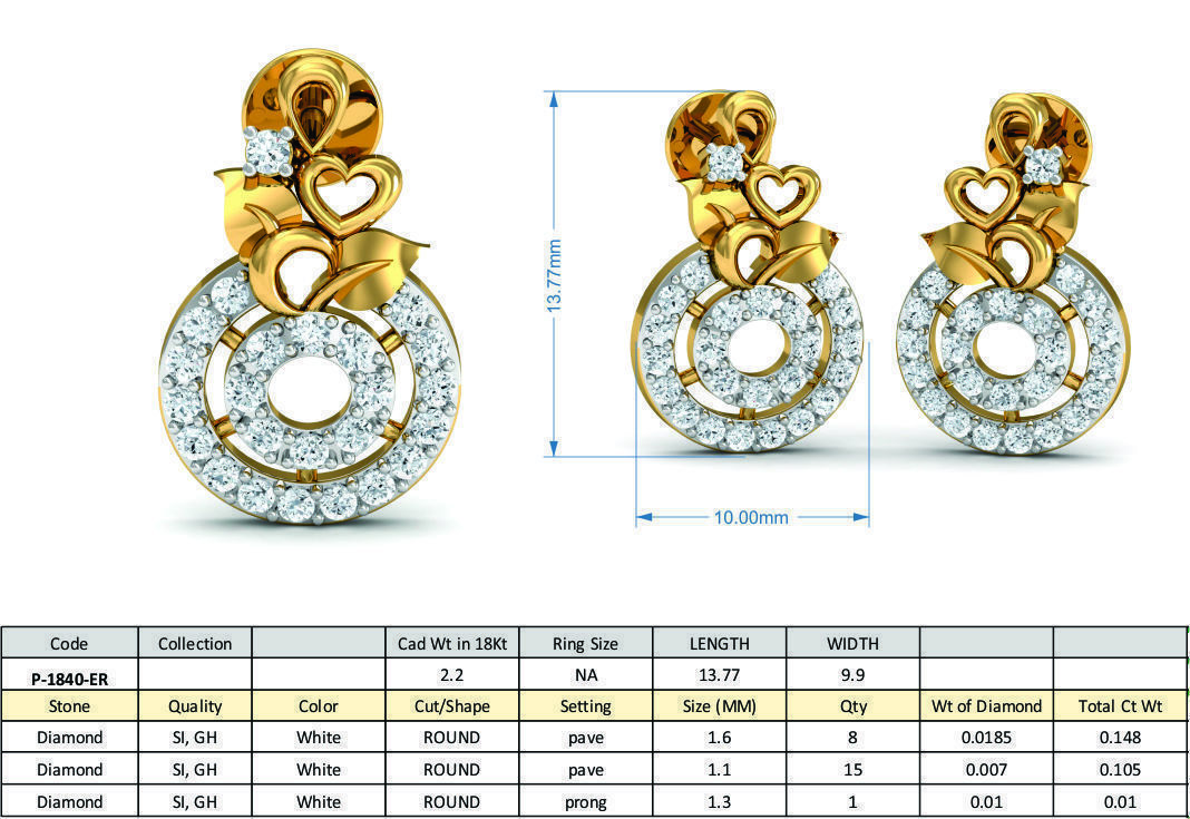 Women ring earrings pendant 3dm stl render detail 3D print model_8