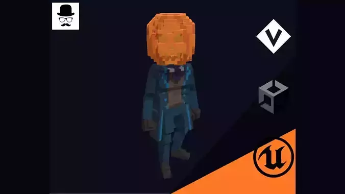 Pumpkinhead Knight Character - 3D Voxel Model