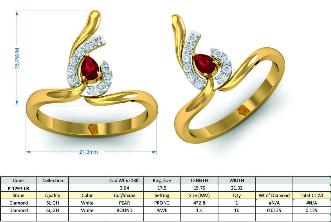 Women ring earrings pendant 3dm stl render detail 3D print model_11