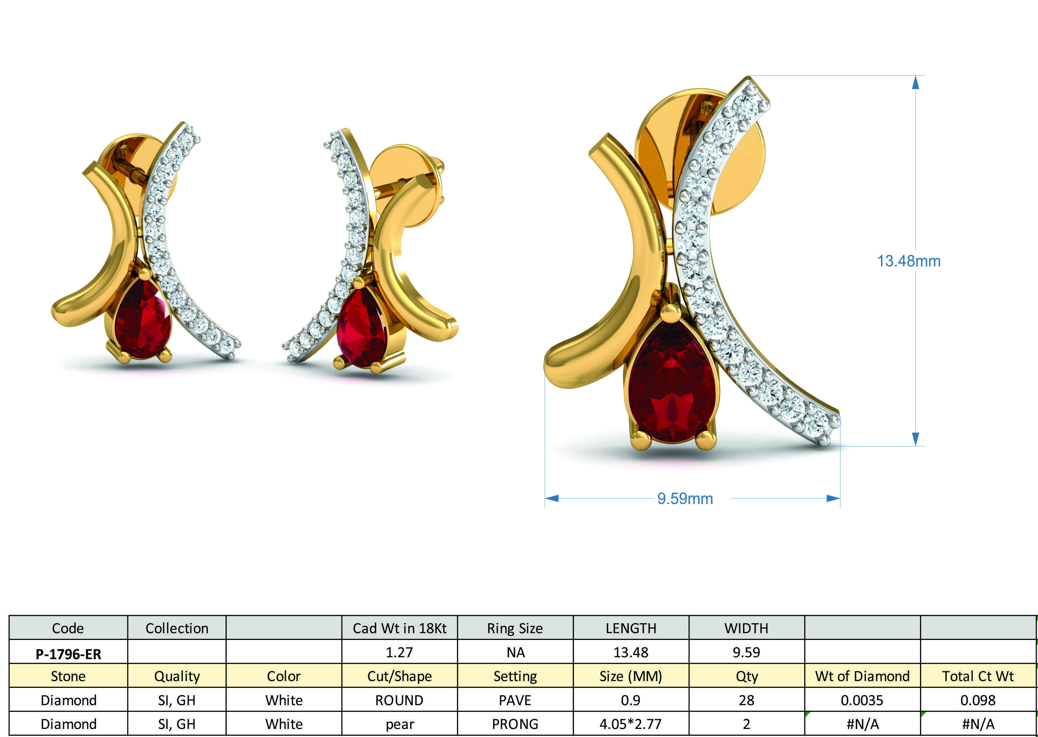 Women ring earrings pendant 3dm stl render detail 3D print model_8