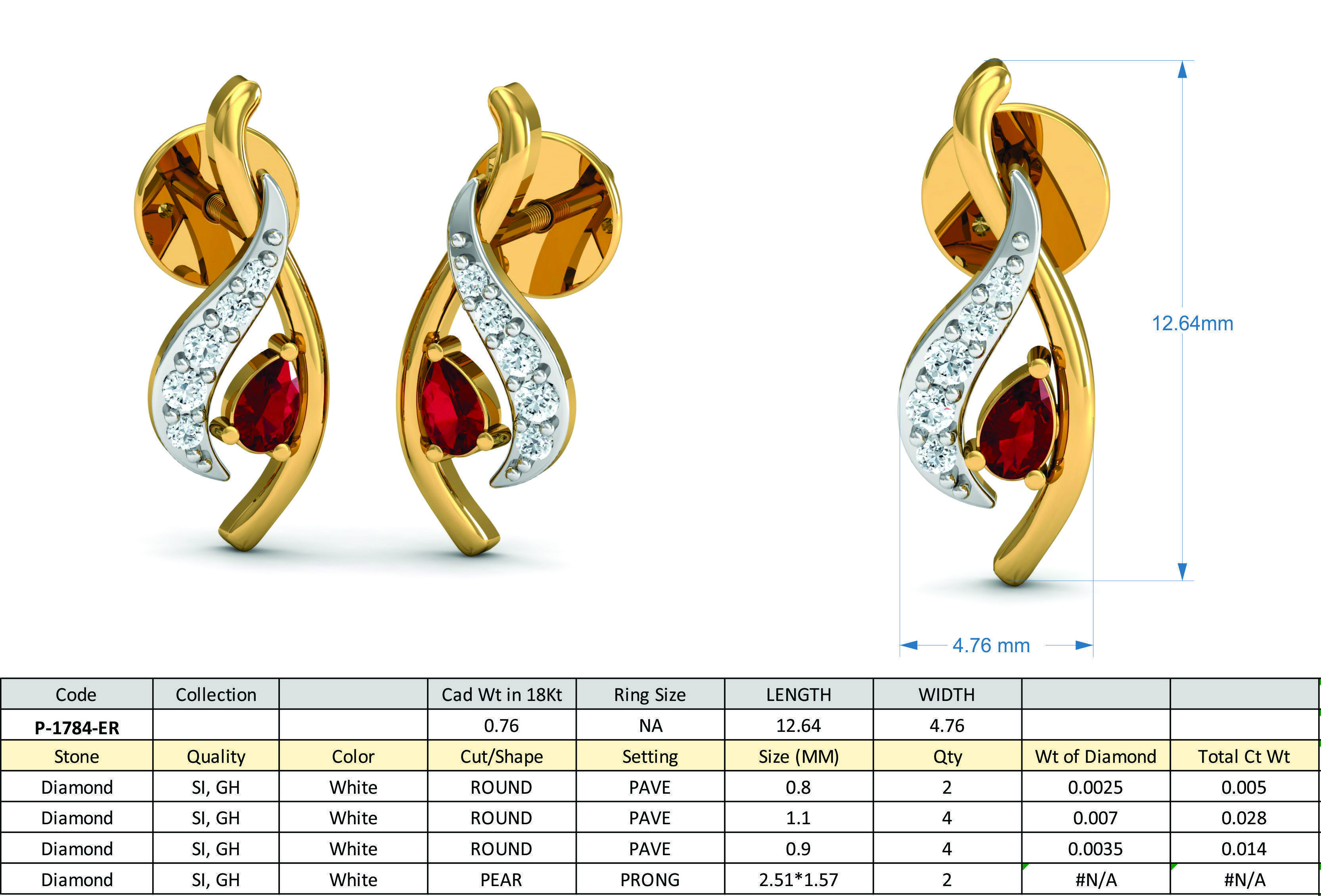 Women ring earrings pendant 3dm stl render detail 3D print model_8