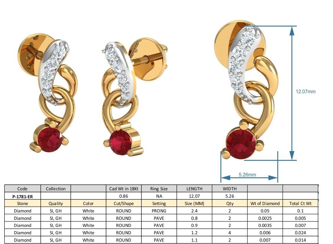 Women ring earrings pendant 3dm stl render detail 3D print model_8