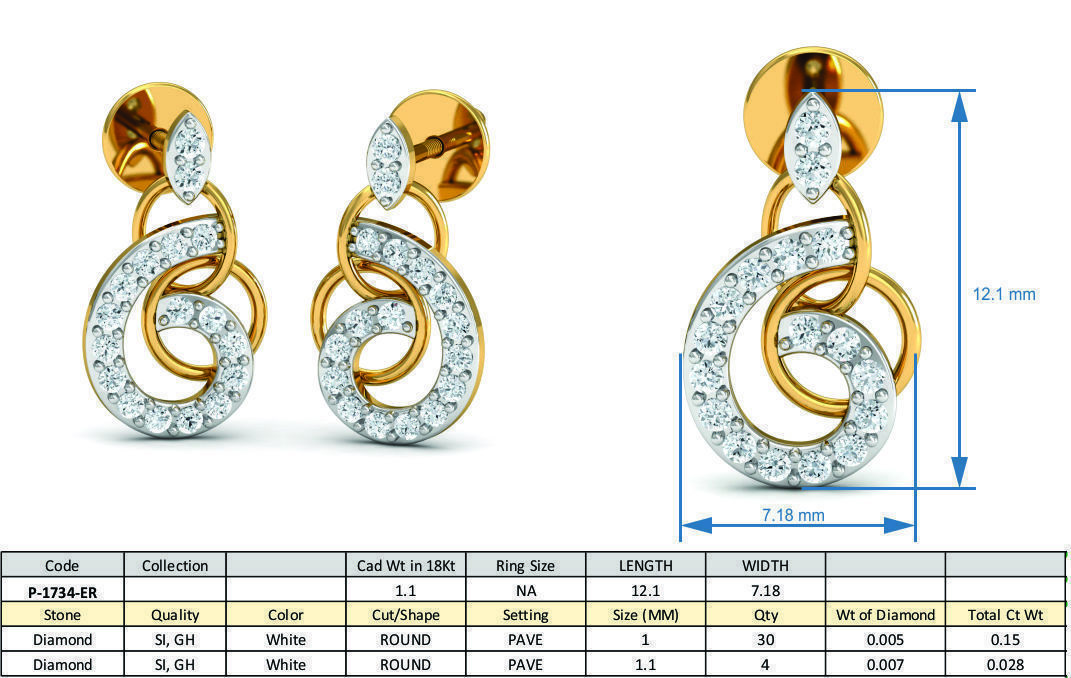 Women ring earrings pendant 3dm stl render detail 3D print model_8