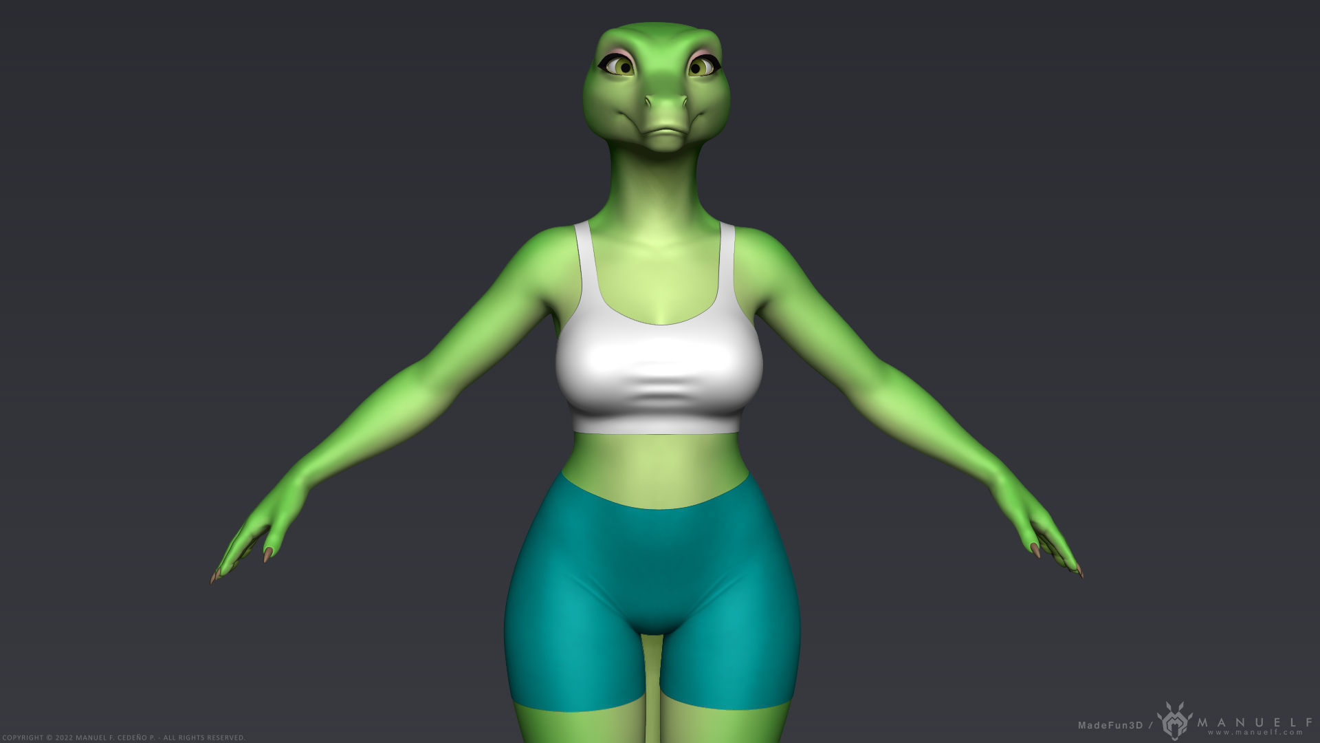 Furry Scalie Lizard Girl 3D model_5