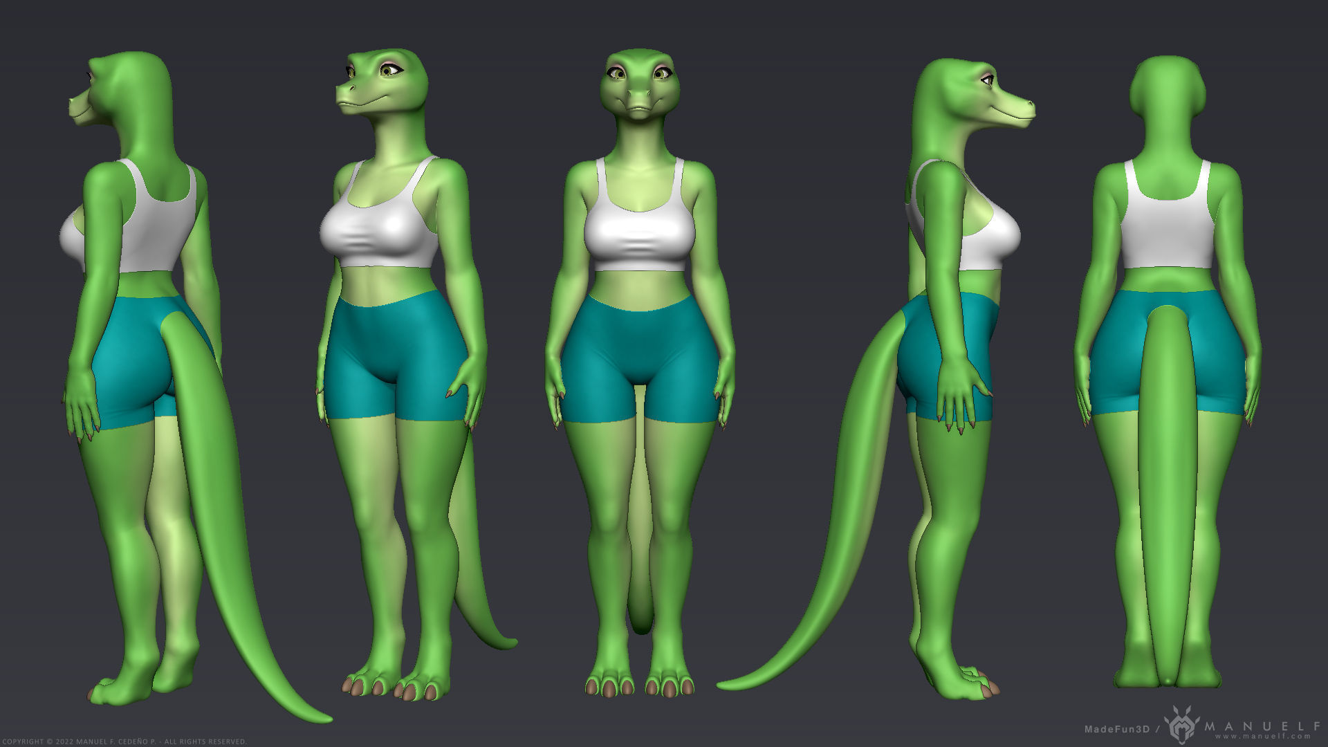 Furry Scalie Lizard Girl 3D model_15