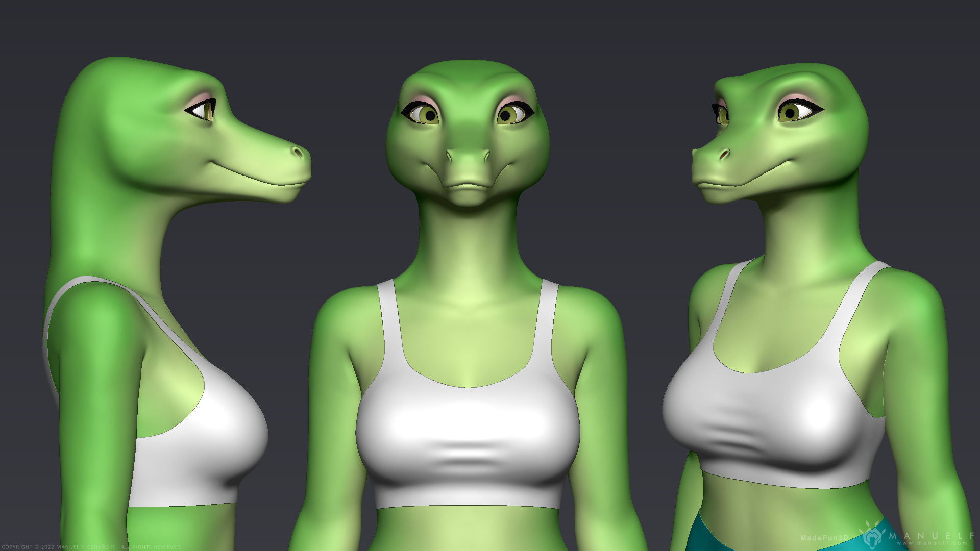 Furry Scalie Lizard Girl 3D model_17