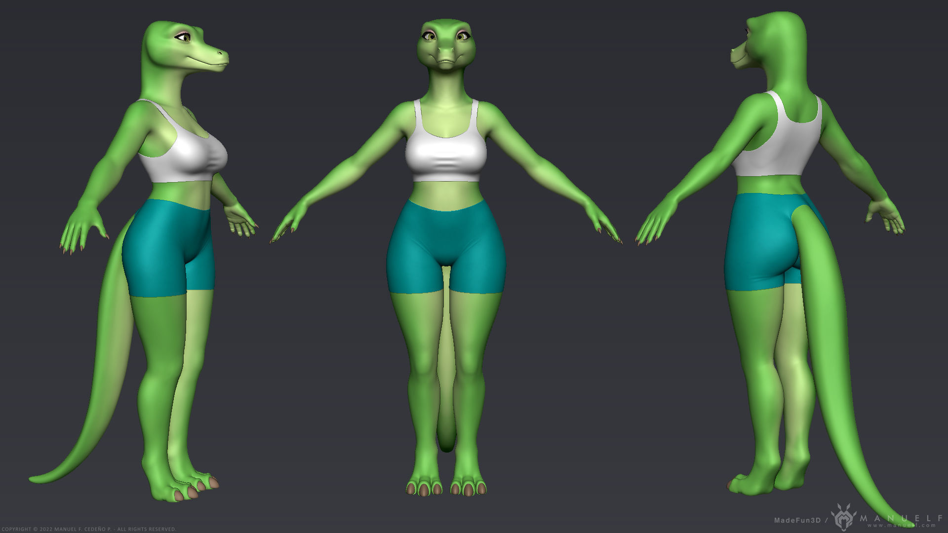 Furry Scalie Lizard Girl 3D model_1