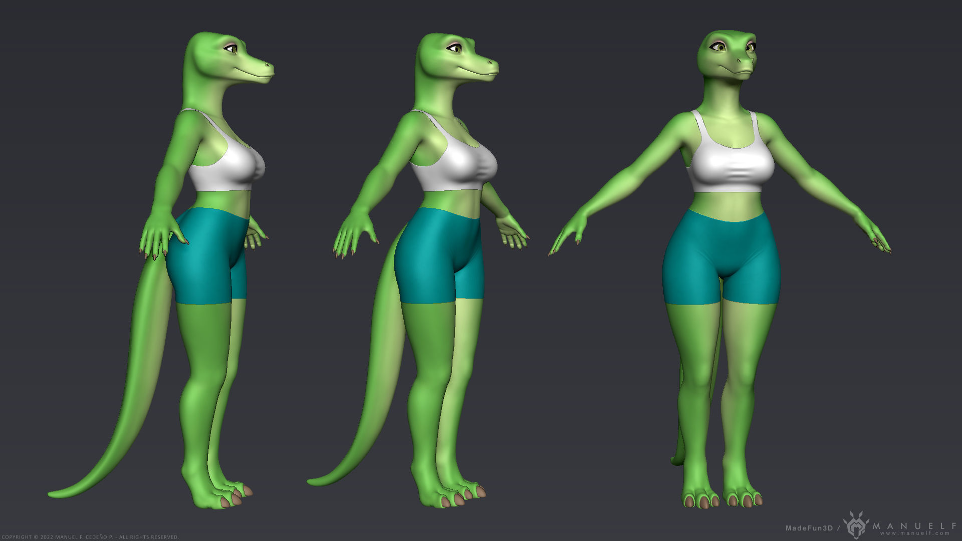 Furry Scalie Lizard Girl 3D model_13