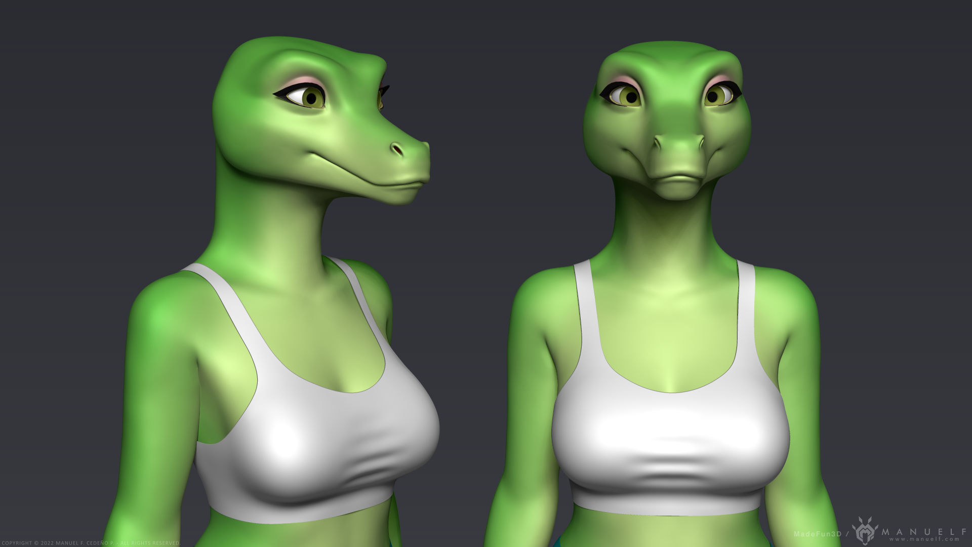 Furry Scalie Lizard Girl 3D model_4