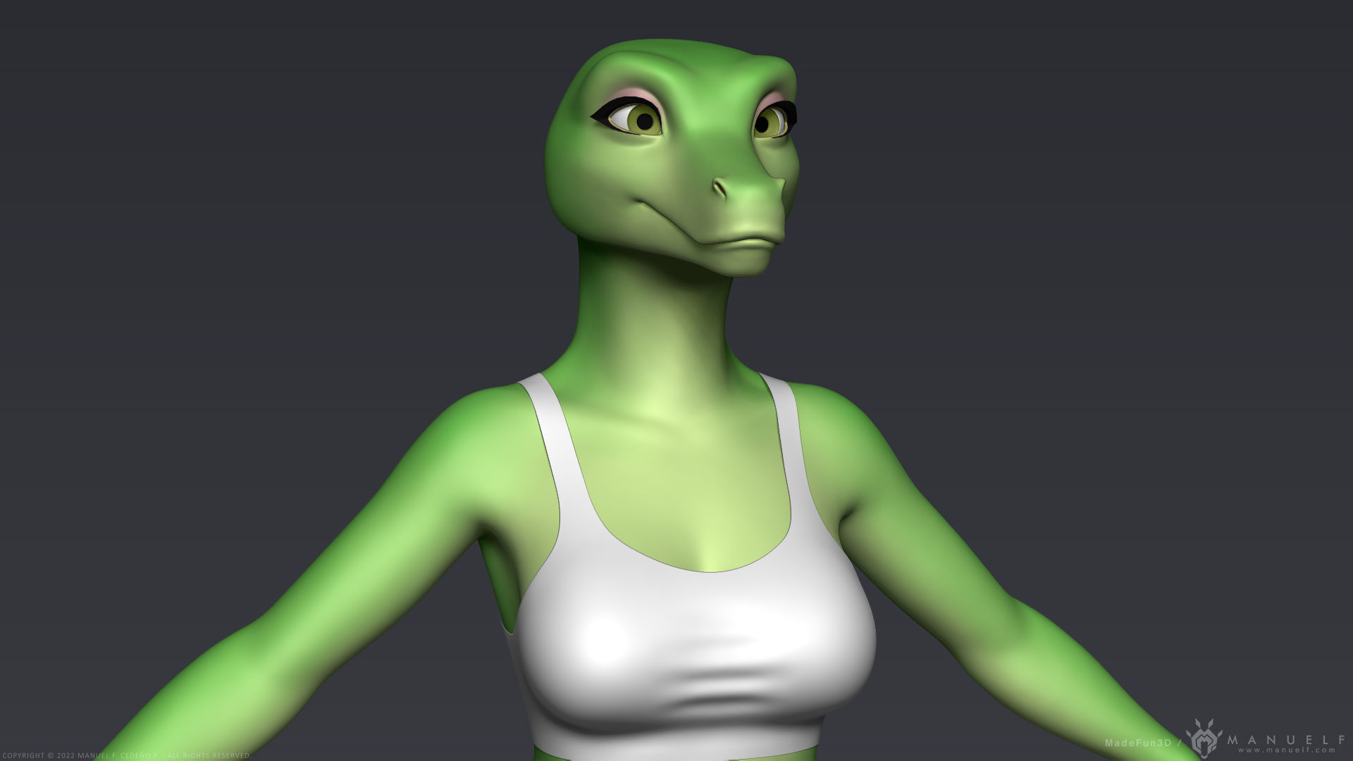 Furry Scalie Lizard Girl 3D model_18