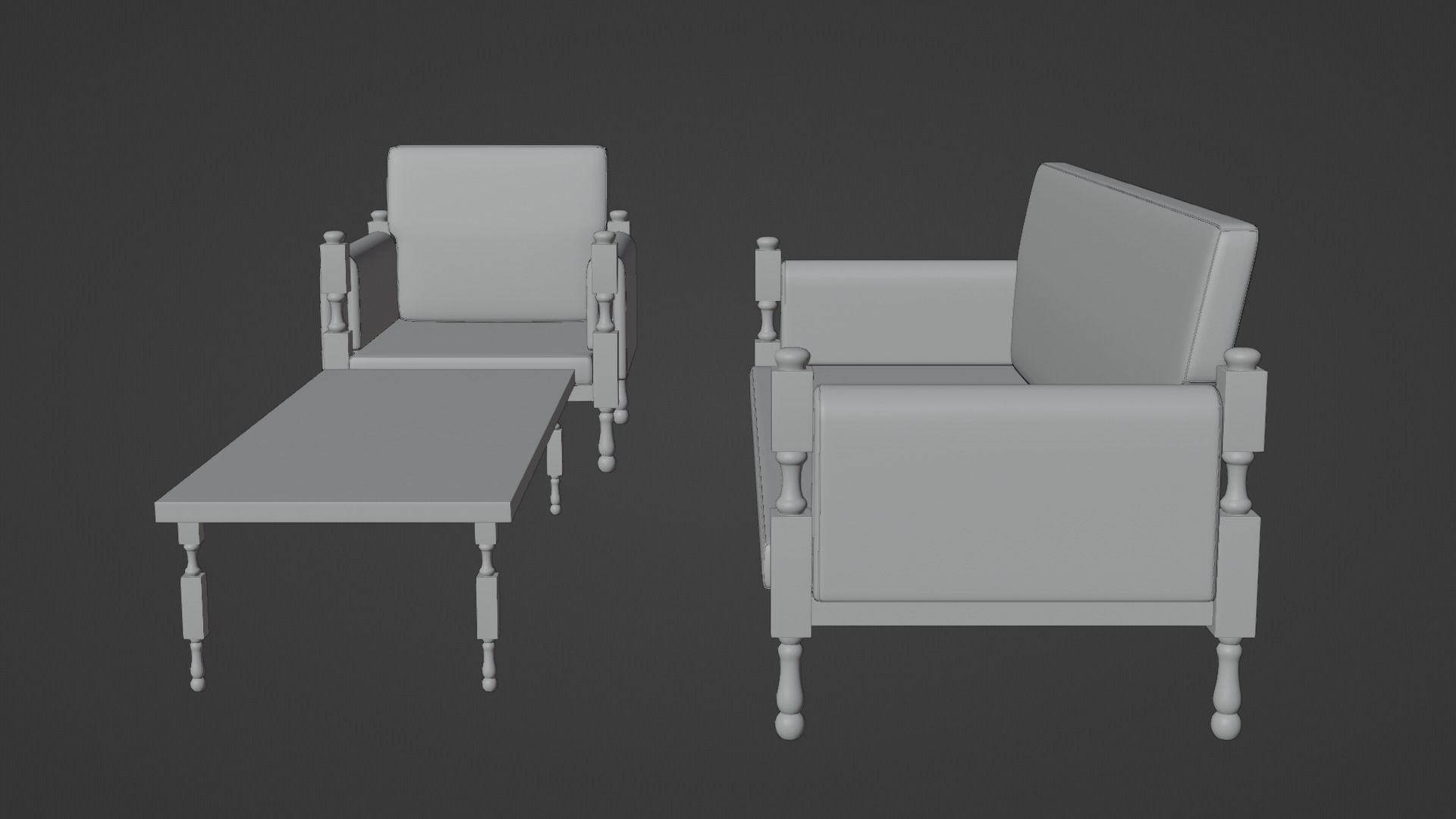 Chair Sofa and Table 3D model_11
