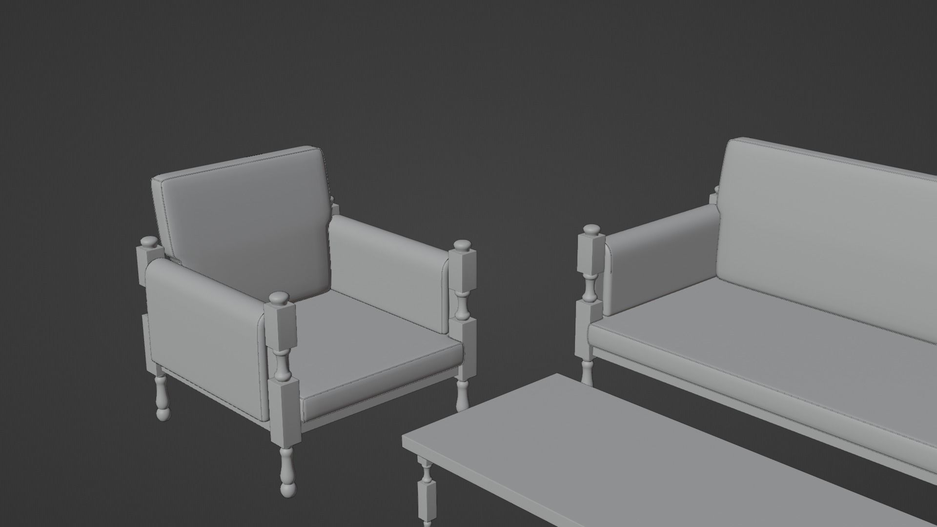 Chair Sofa and Table 3D model_2