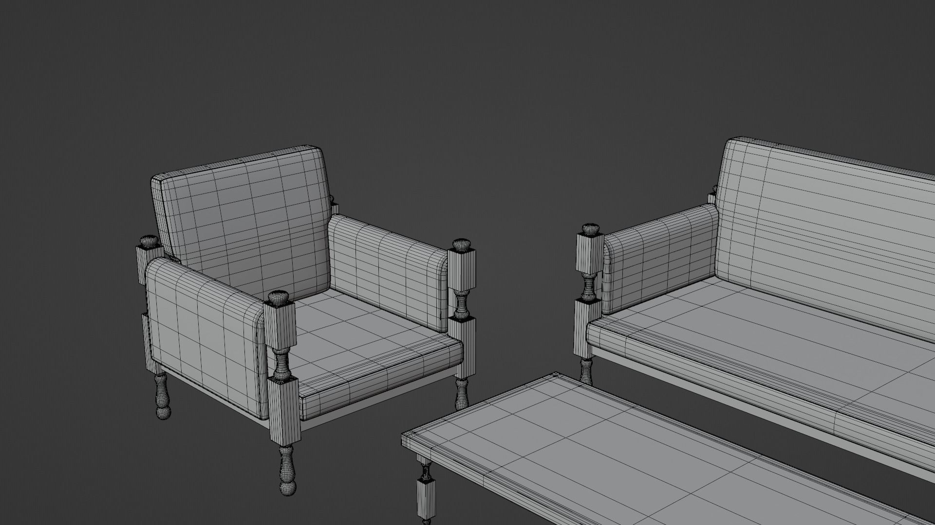 Chair Sofa and Table 3D model_3