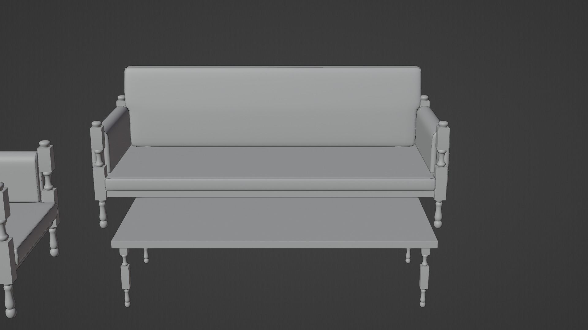 Chair Sofa and Table 3D model_8