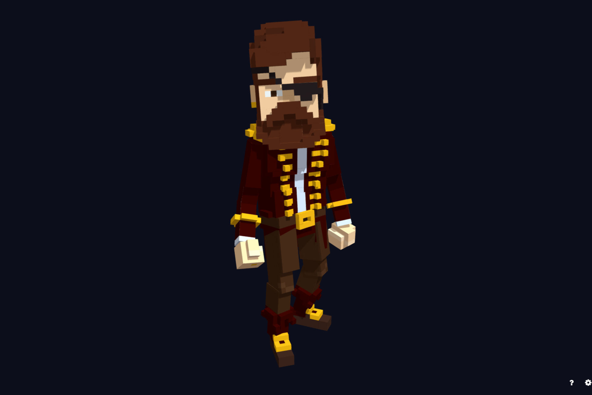 Pirate Character - Voxel Model Low-poly 3D model_6