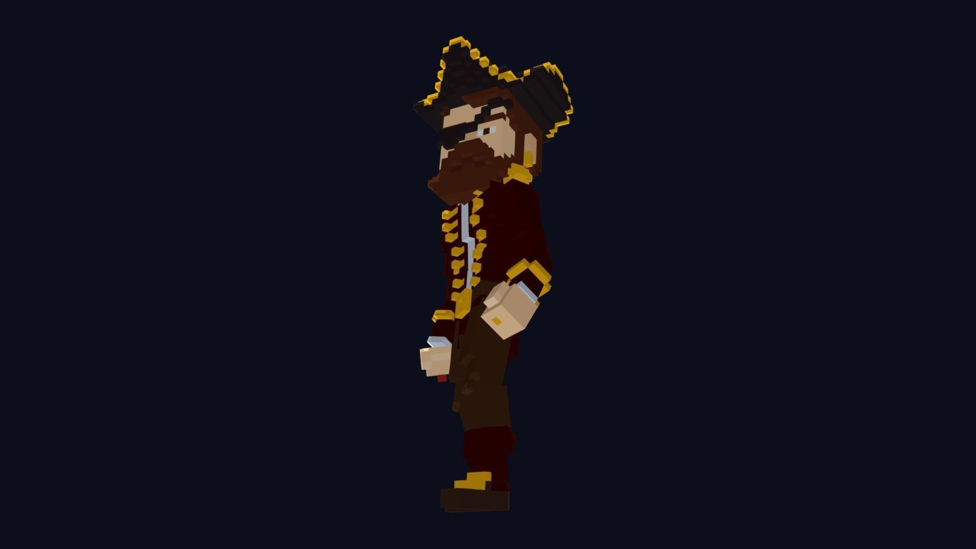 Pirate Character - Voxel Model Low-poly 3D model_7
