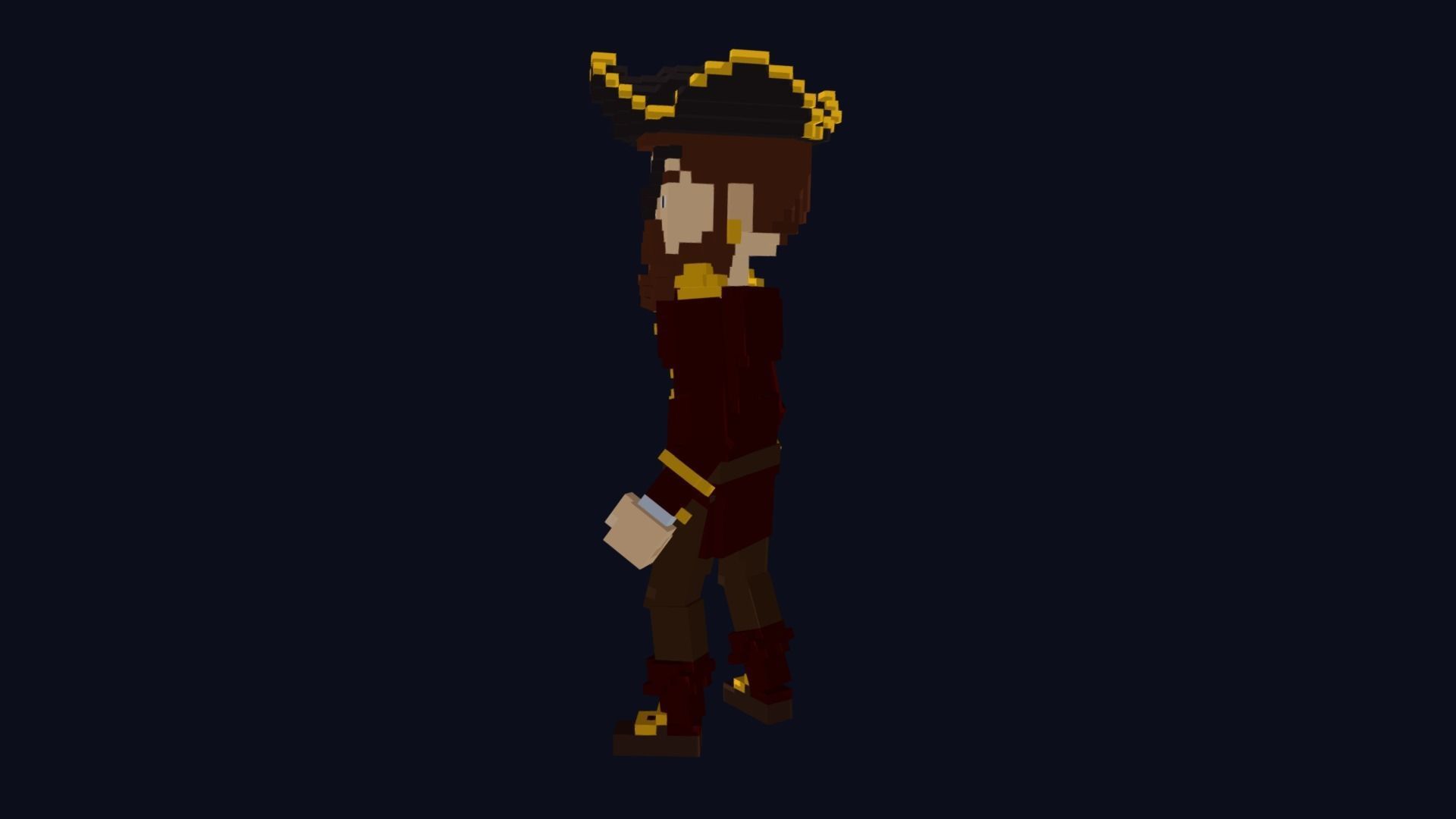 Pirate Character - Voxel Model Low-poly 3D model_2
