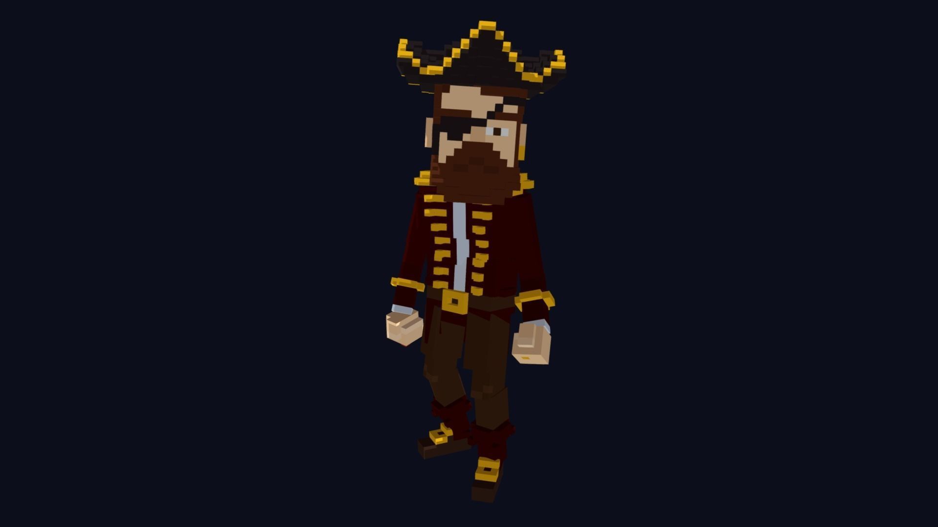 Pirate Character - Voxel Model Low-poly 3D model_1