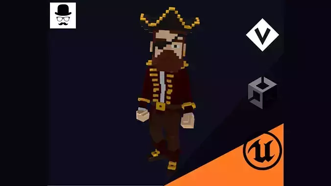Pirate Character - Voxel Model Low-poly 3D model Pirate Character - Voxel Model Low-poly 3D model