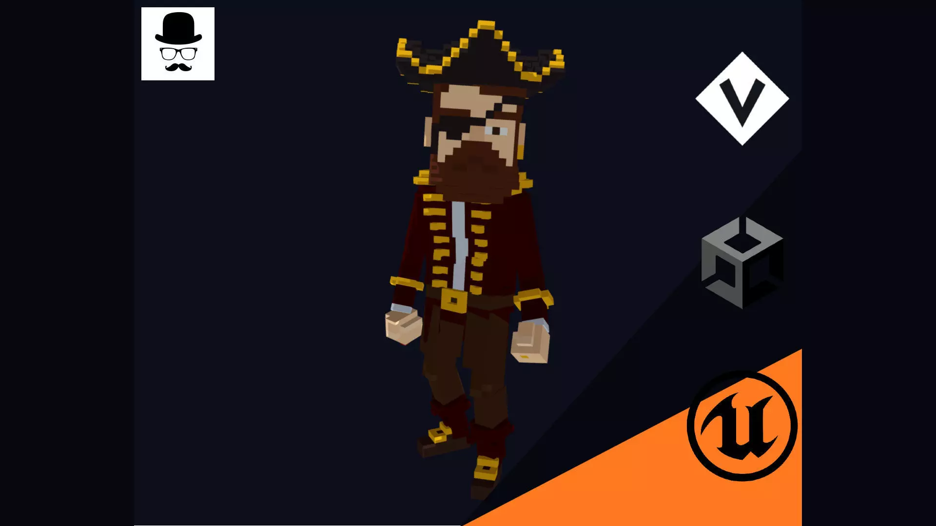 Pirate Character - Voxel Model Low-poly 3D model_0