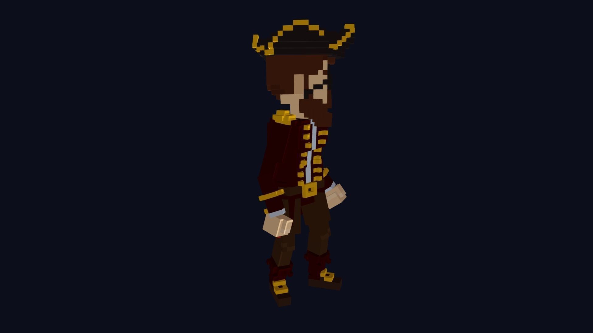 Pirate Character - Voxel Model Low-poly 3D model_4