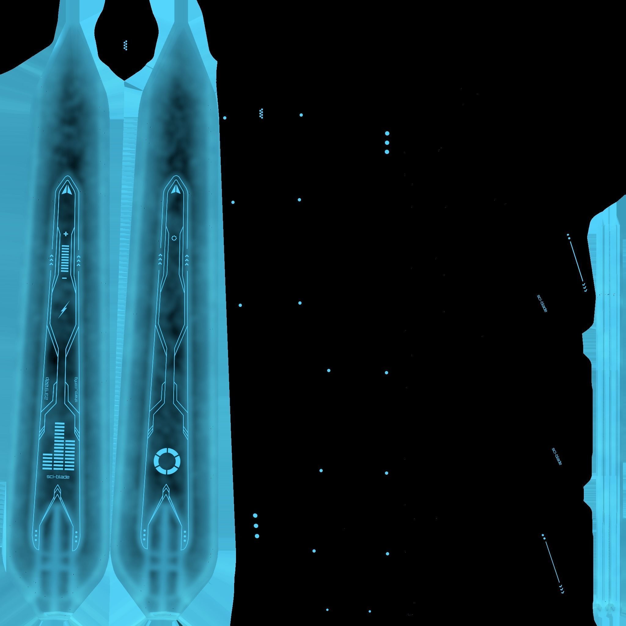 SciFi Sword B01 Black Blue - Sci Fi Weapon Design Low-poly 3D model_20