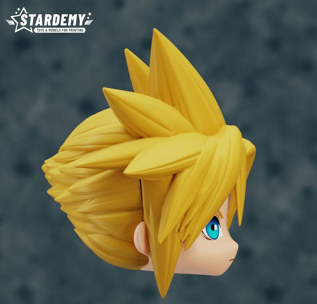 Custom Nendoroid Hair Chibi Final Fantasy VII Cloud Stardemy 3D print model_3