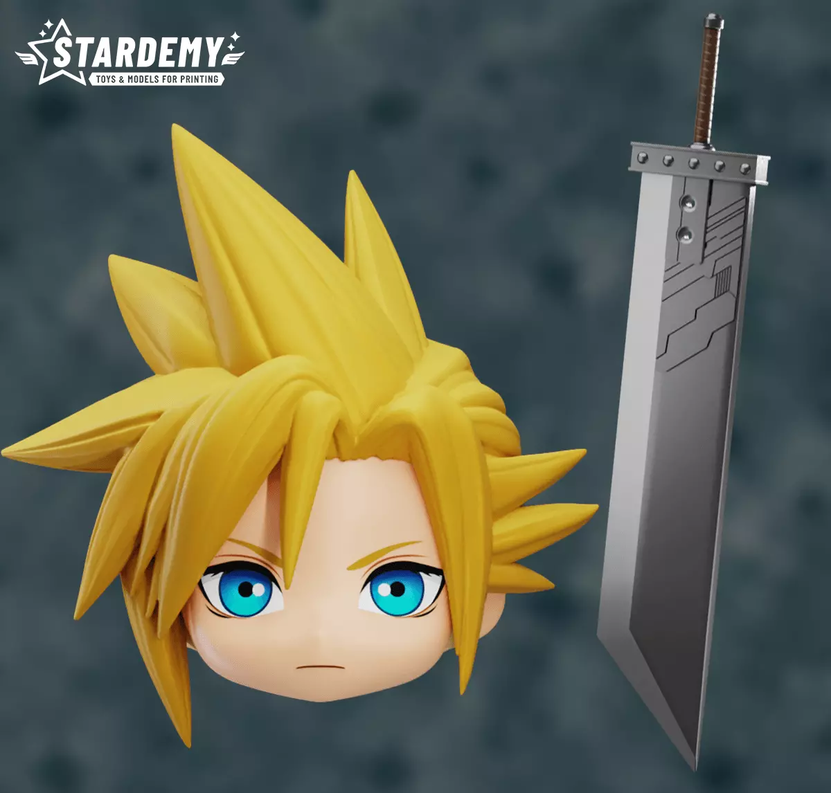 Custom Nendoroid Hair Chibi Final Fantasy VII Cloud Stardemy 3D print model_0