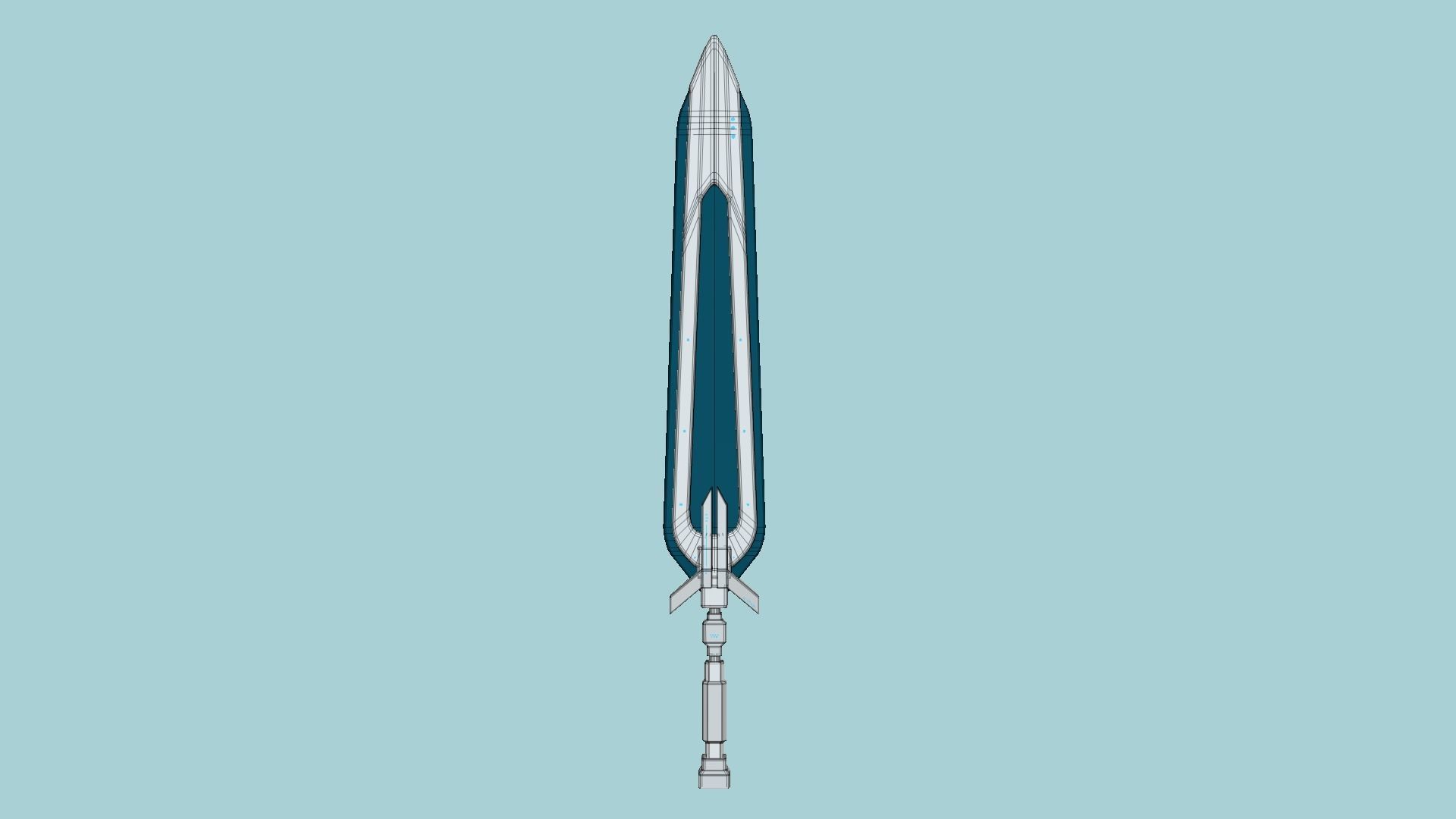SciFi Sword B02 White Blue - Sci Fi Weapon Design Low-poly 3D model_6
