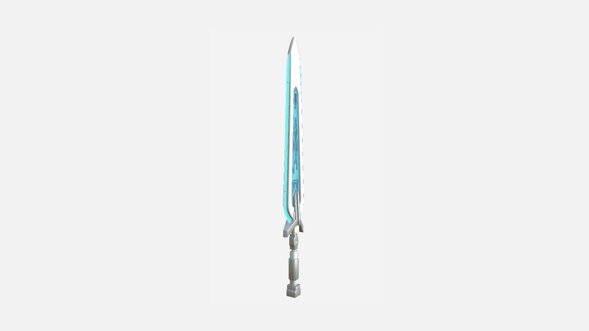 SciFi Sword B02 White Blue - Sci Fi Weapon Design Low-poly 3D model_4