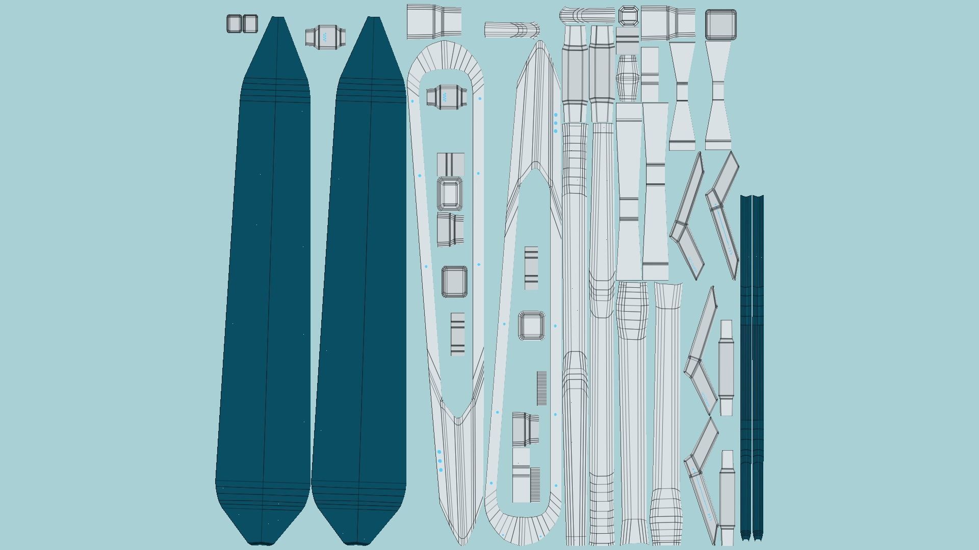 SciFi Sword B02 White Blue - Sci Fi Weapon Design Low-poly 3D model_5