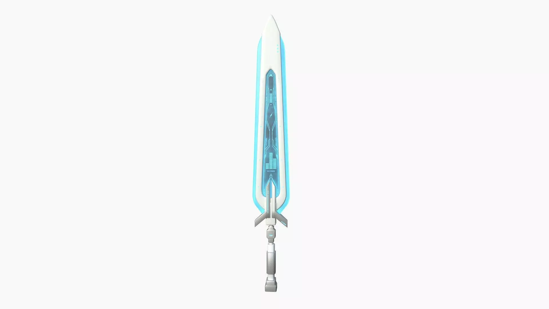 SciFi Sword B02 White Blue - Sci Fi Weapon Design Low-poly 3D model_0
