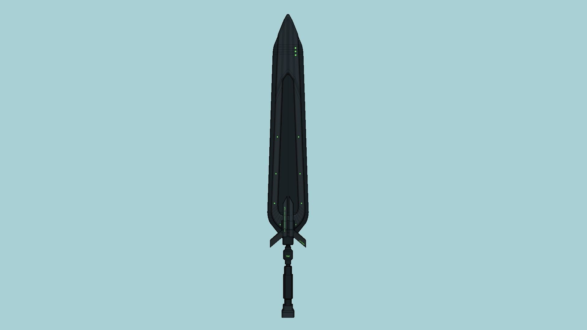 SciFi Sword B03 Black Green - Sci Fi Weapon Design Low-poly 3D model_6