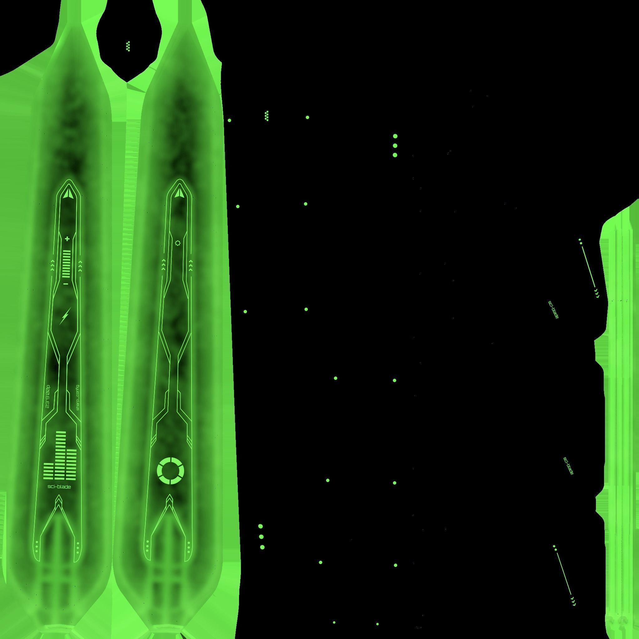 SciFi Sword B03 Black Green - Sci Fi Weapon Design Low-poly 3D model_20