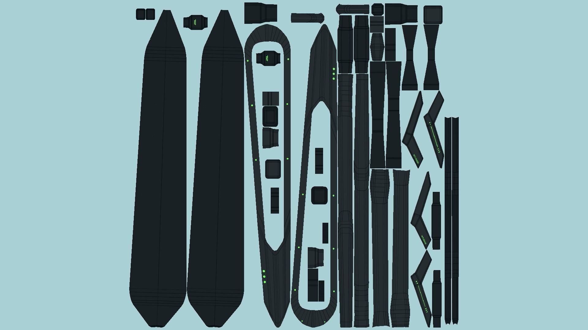 SciFi Sword B03 Black Green - Sci Fi Weapon Design Low-poly 3D model_5