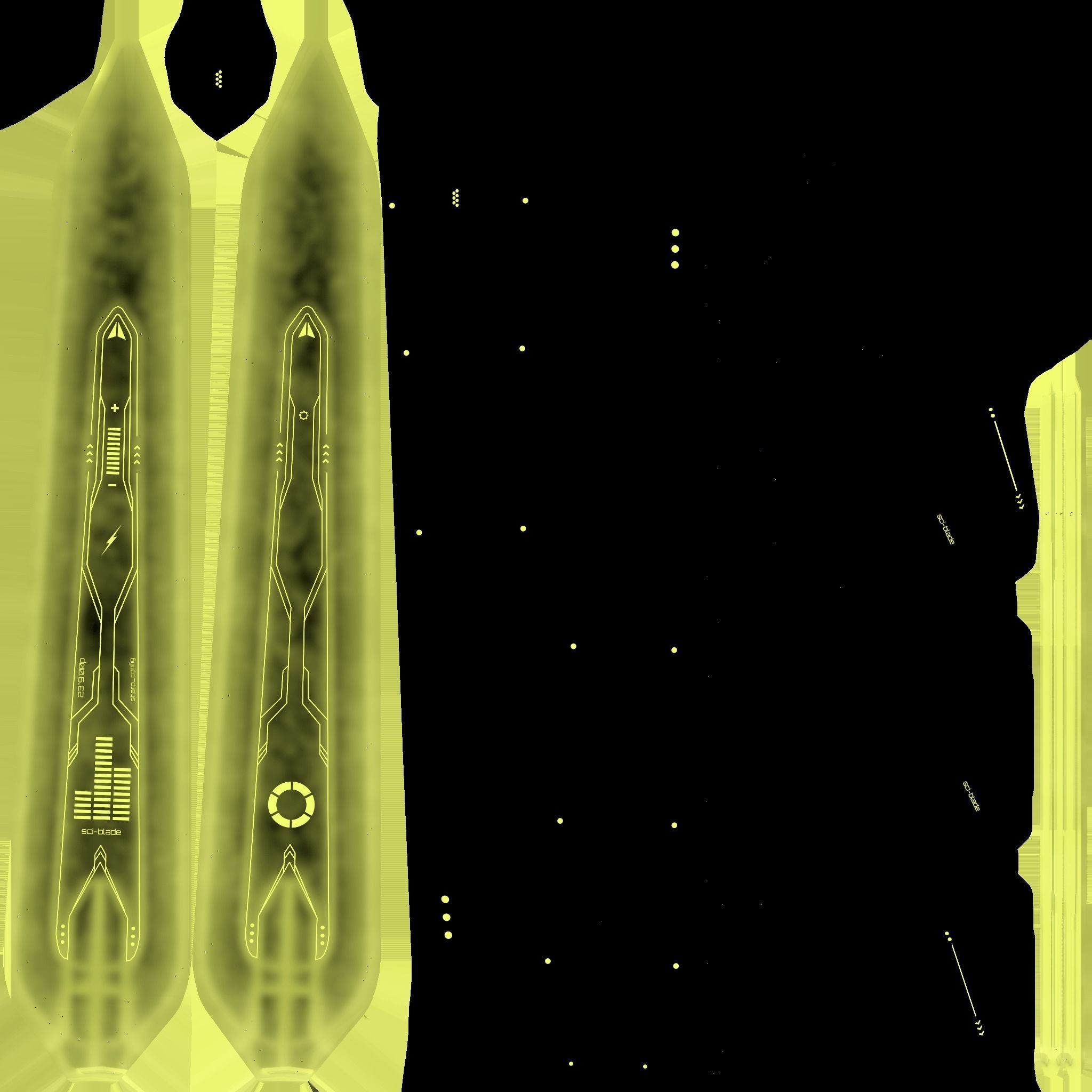 SciFi Sword B05 Black Yellow - Sci Fi Weapon Design Low-poly 3D model_20