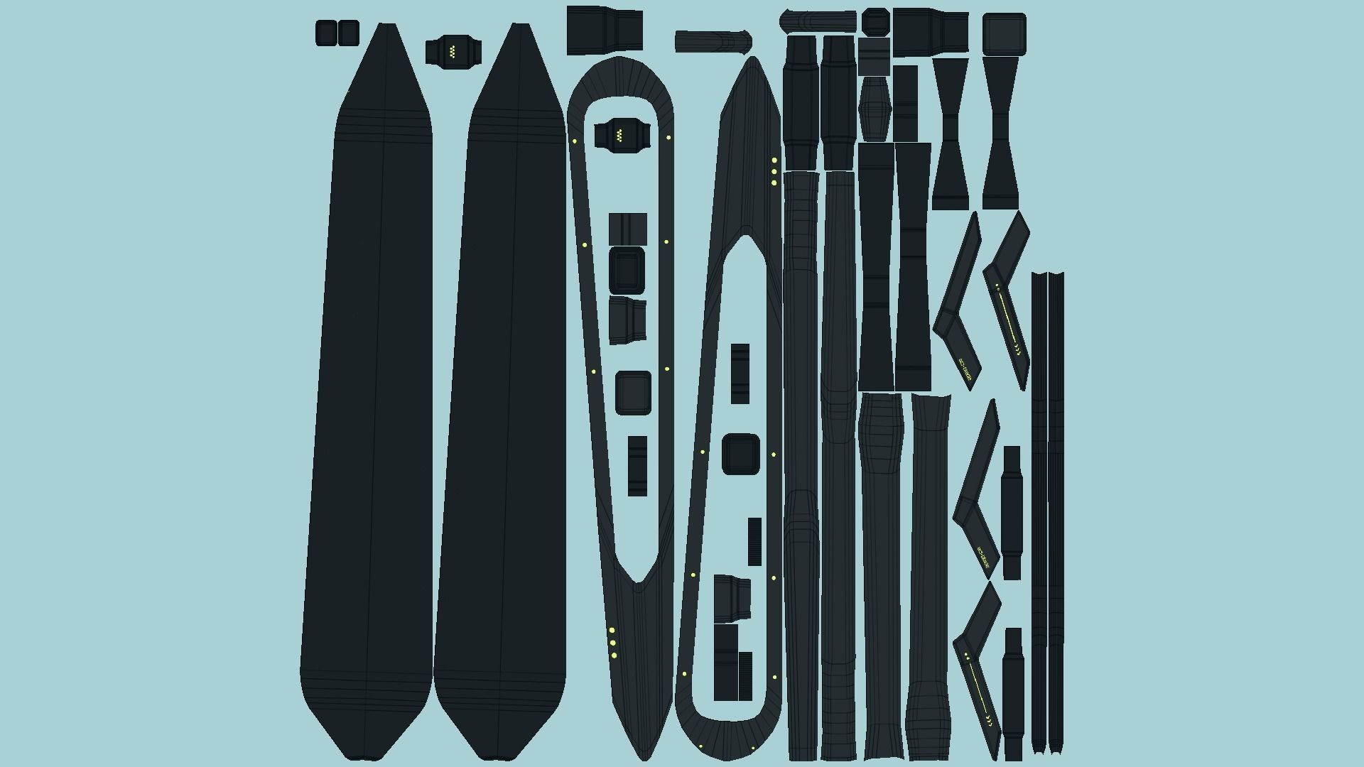 SciFi Sword B05 Black Yellow - Sci Fi Weapon Design Low-poly 3D model_5