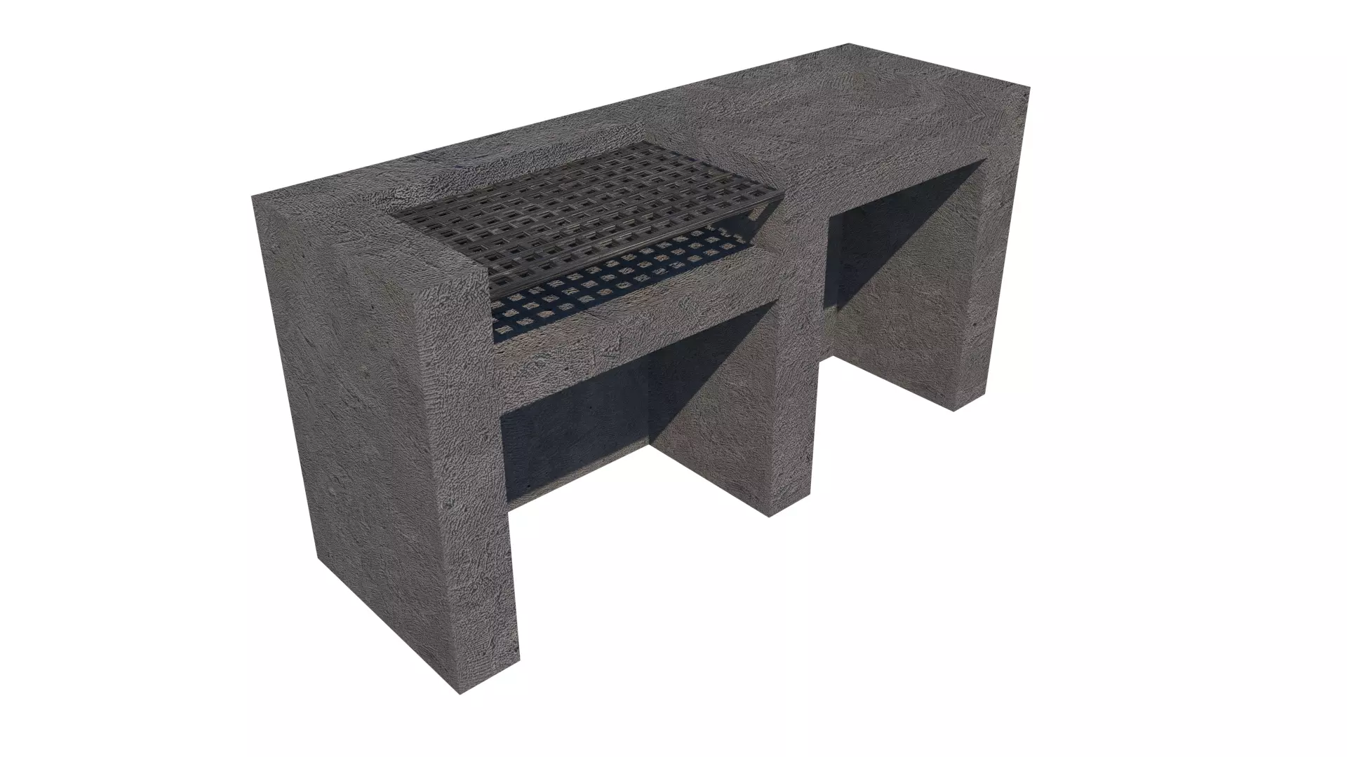 Grill concrete bench with Free 3D model_0