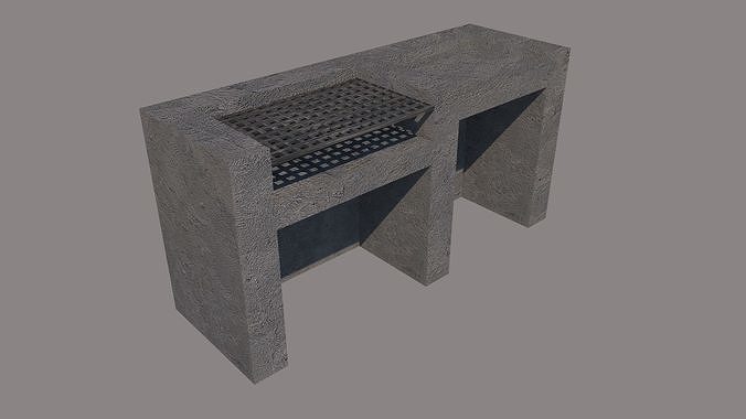 Grill concrete bench with Free 3D model
