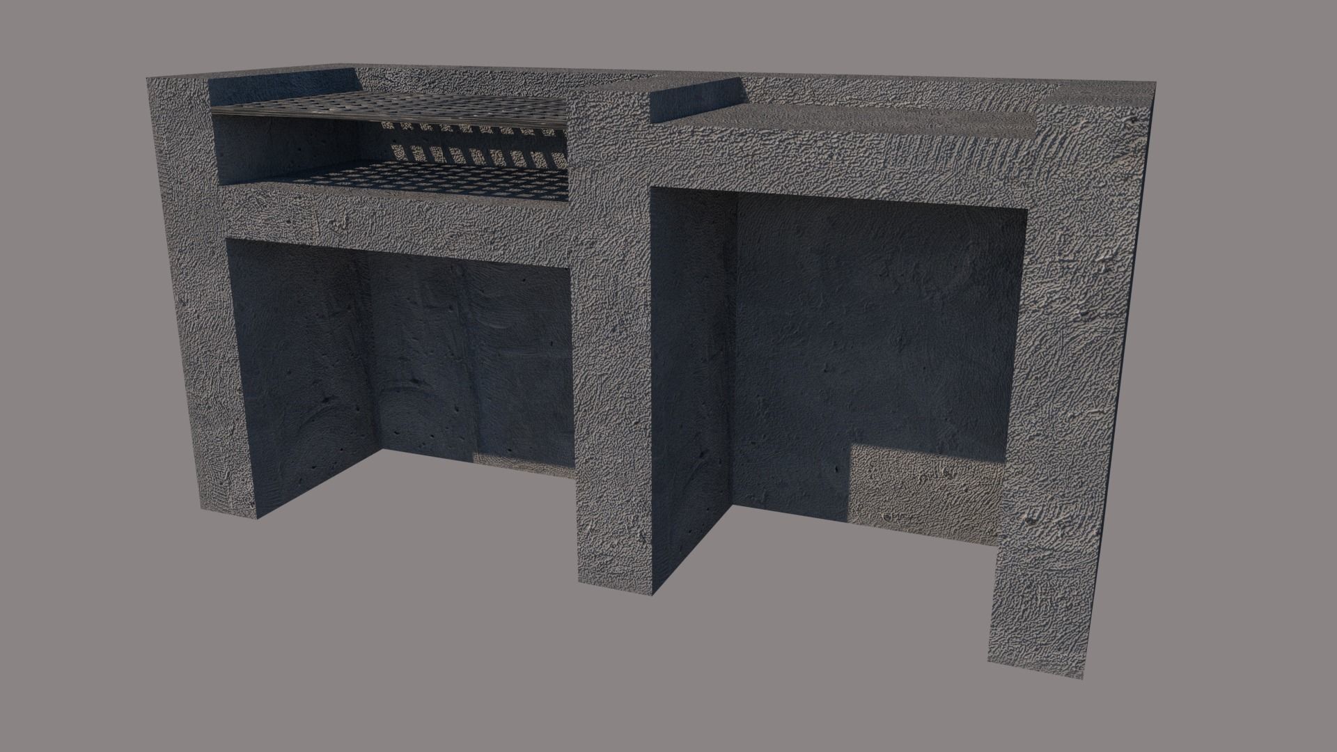 Grill concrete bench with Free 3D model_1