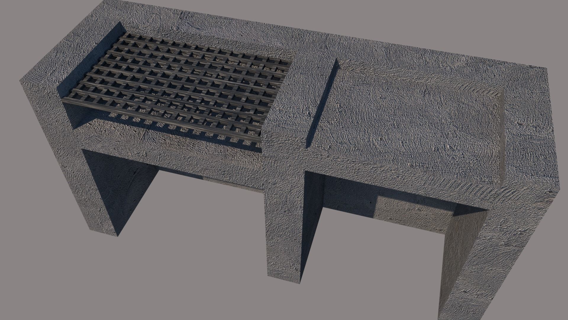 Grill concrete bench with Free 3D model_2