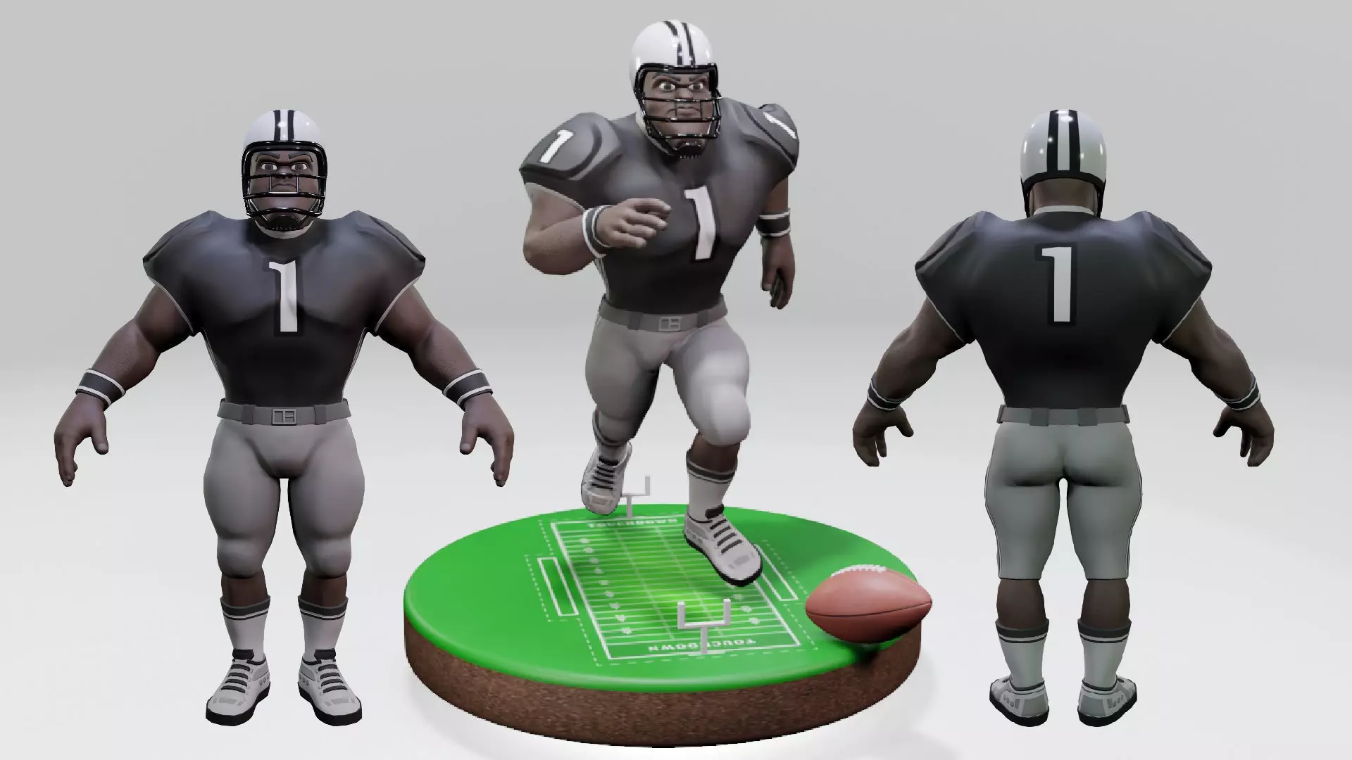 American Football Touchdown Character 01A Low-poly 3D model_0
